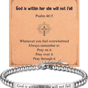 Christian Bible Verse Bracelet for Women Stainless Steel Inspirational Religious